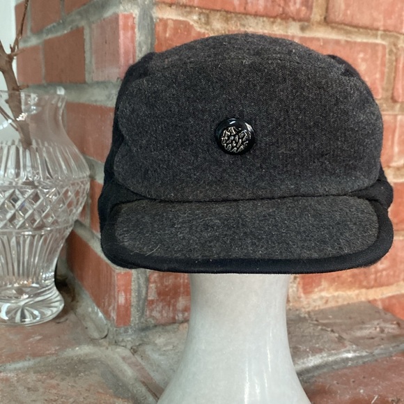 Vintage wool and cotton military style hat - Picture 2 of 8
